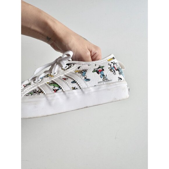 Kids' ADIDAS x DISNEY Nizza Goofy White Canvas Low Top Sneakers, Size 13 - Picture 8 of 16
